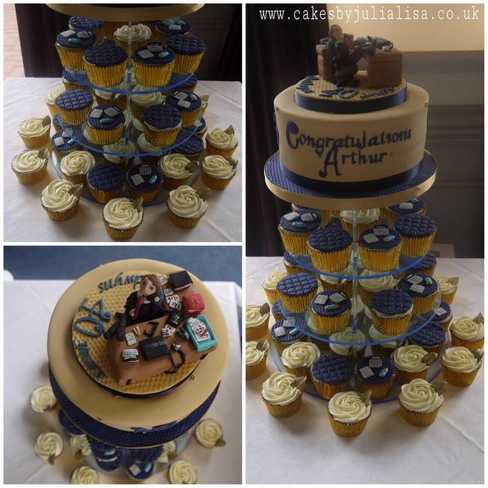 40 years at company celebration cake & cupcakes