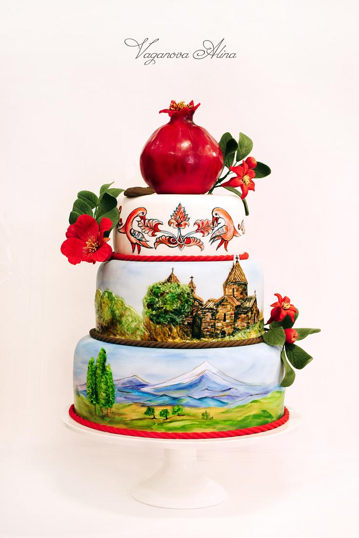 Аnniversary cake with Armenian landscape