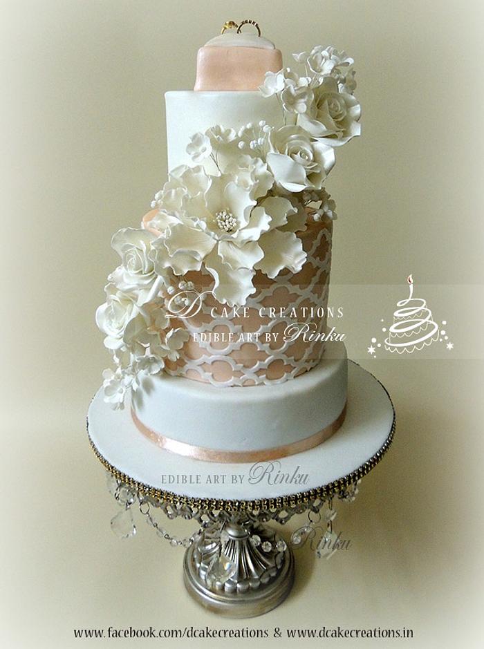 Floral Engagement Cake with a Ring Box