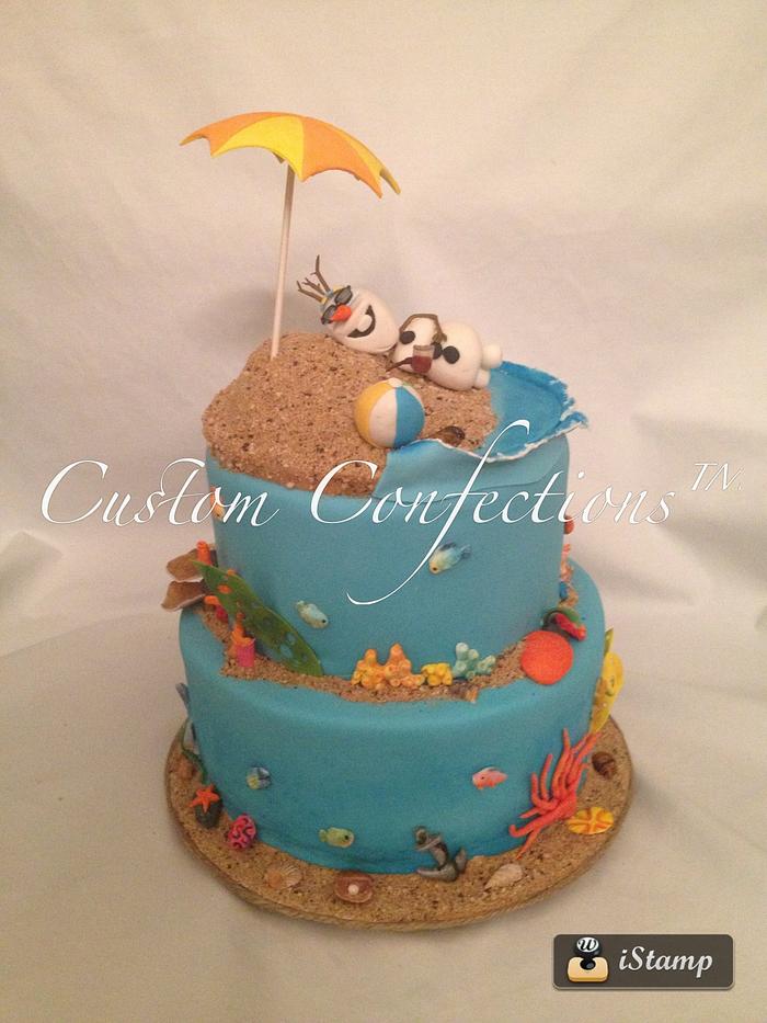 Olaf on the beach birthday cake