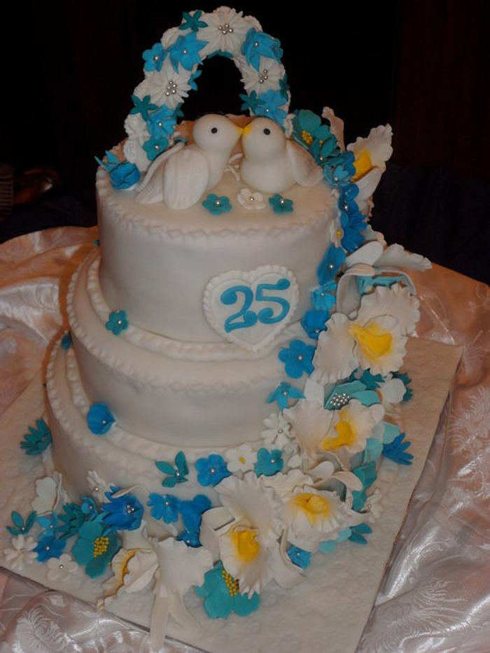 25th Wedding Anniversary Orchid Cake