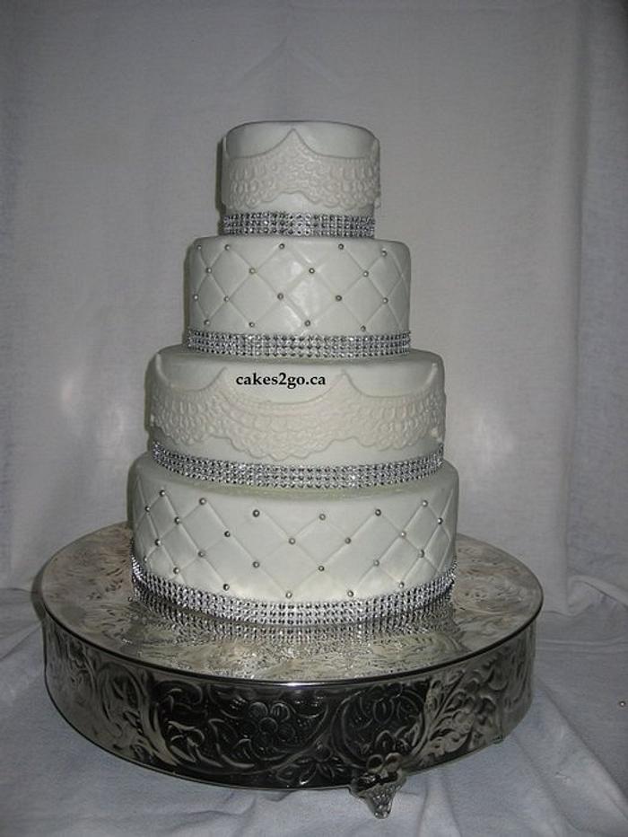 Simple White and lace Wedding Cake