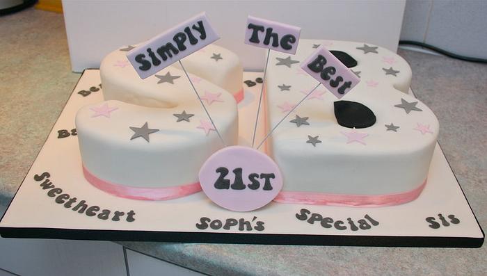 21st Birthday Initial Cake
