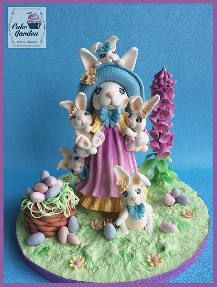 Fondant Cake Topper Sweet Easter Collaboration; Easter bunnies!