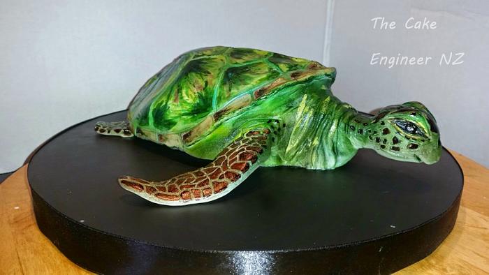 Handpainted green turtle
