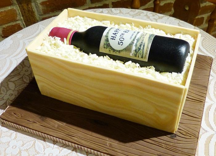 Wine in a box crate cake