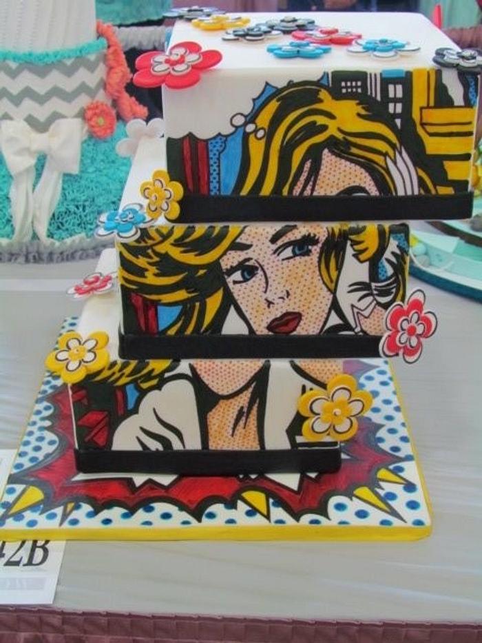 Roy Liechtenstein Pop themed cake