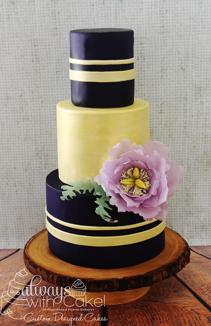 Midnight Purple & Champagne Wedding Cake