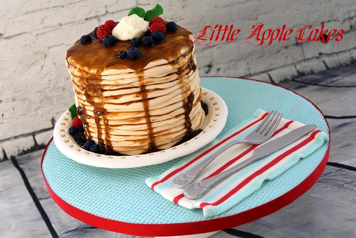 Pancake cake with hand made edible silverware and plate