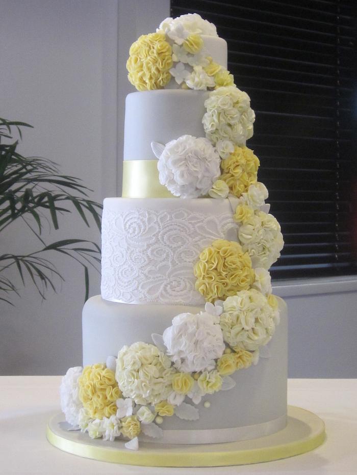 Contemporary Pom Pom Wedding Cake