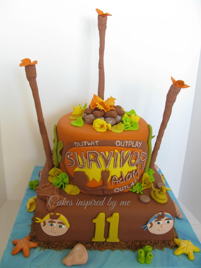 Survivor themed birthday cake