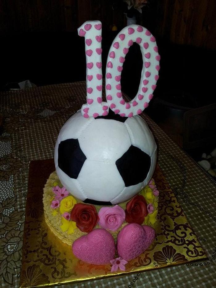 Foot Ball Cake with Hearts