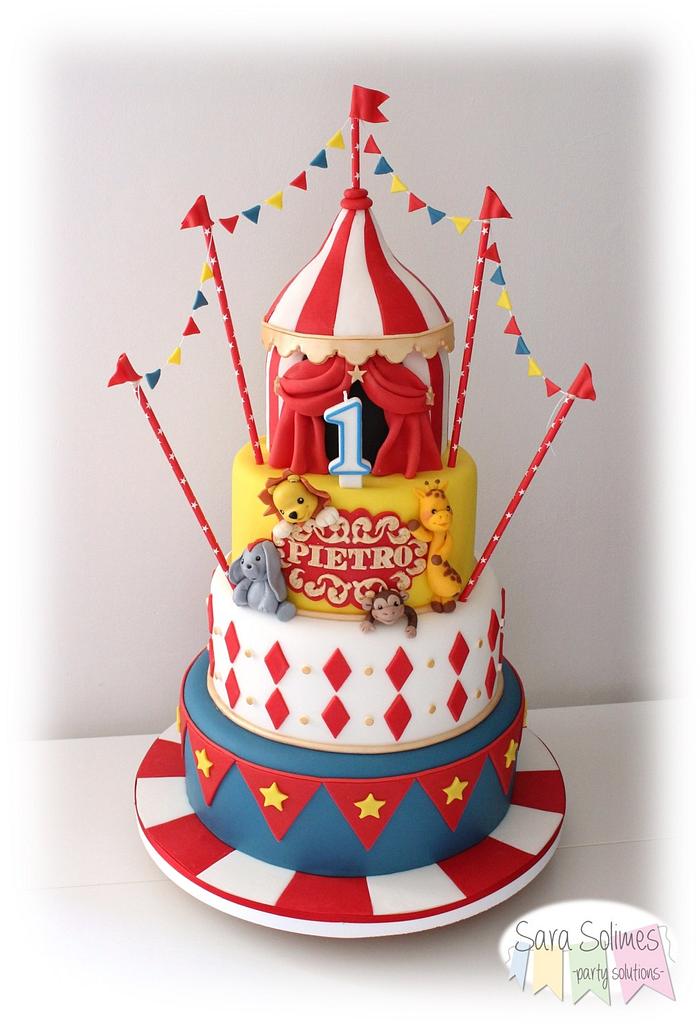KEWEYA Circus Happy Birthday Cake Topper Decorations Red Blue Carnival  Theme Birthday Cake Decor Party Supplies Circus Theme Cake Backdrop for  Kids Baby Shower Sign - Walmart.com