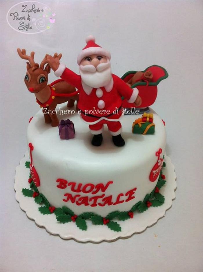 Santa Claus and Rudolph Christmas Cake