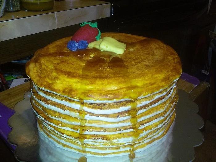 Stack of pancakes cake. 