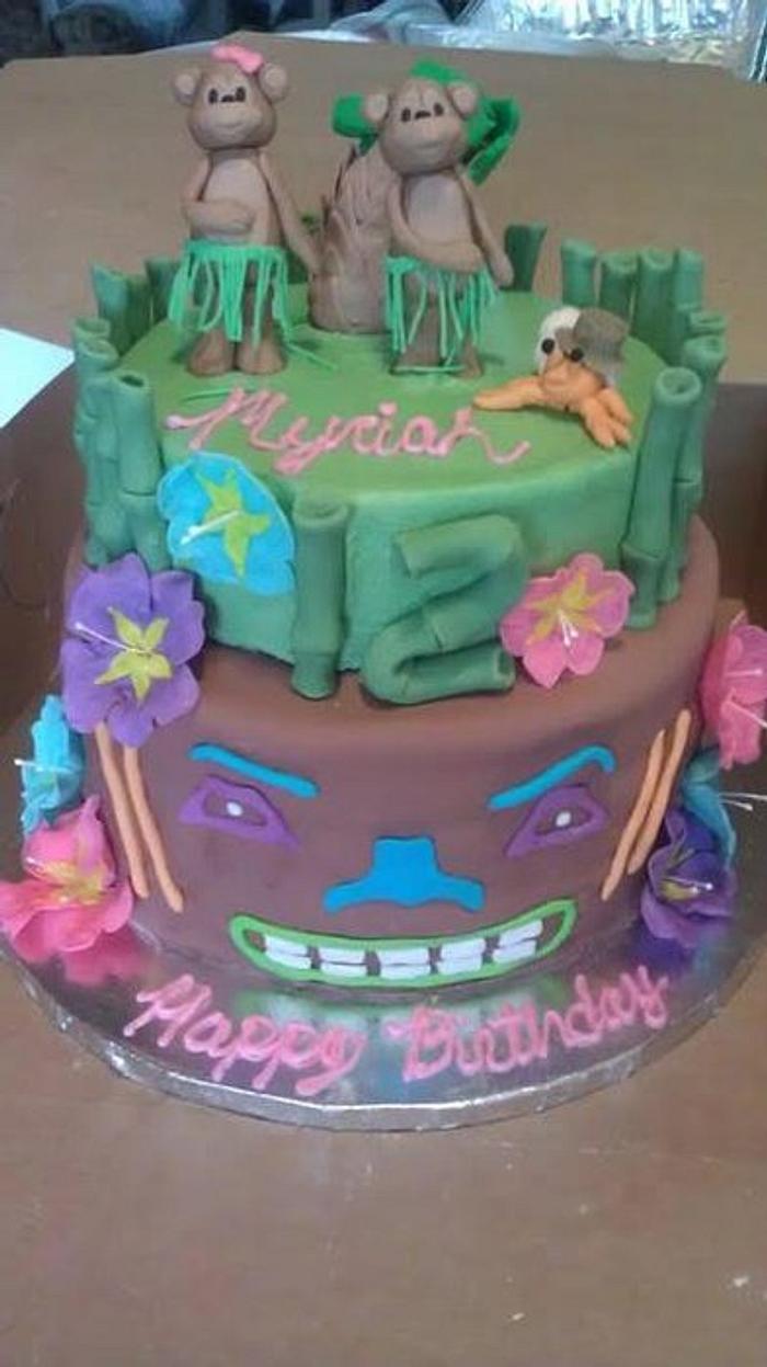 Luau Themed Birthday Cake 
