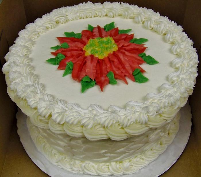 Single Buttercream Poinsettia cake