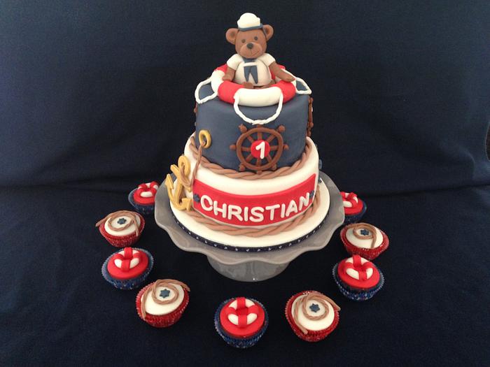 Ahoy there! Nautical 1st birhtday cake