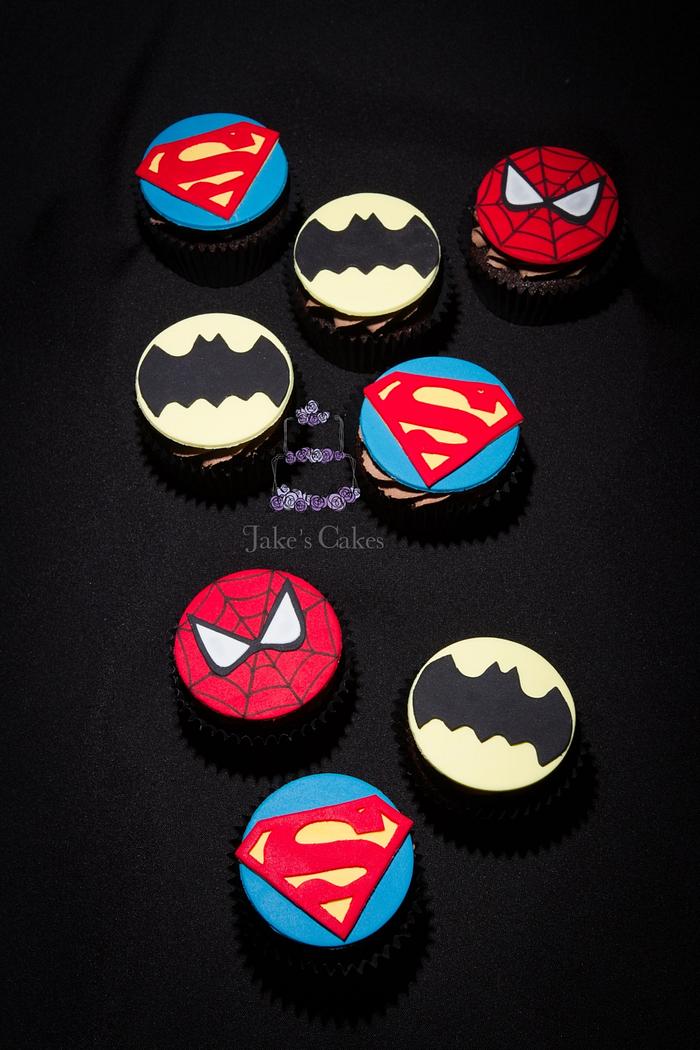 Hand Cut Superhero Cupcakes