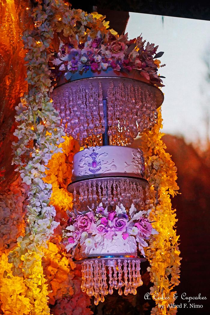 Elegant Blossom Chandelier Wedding cake