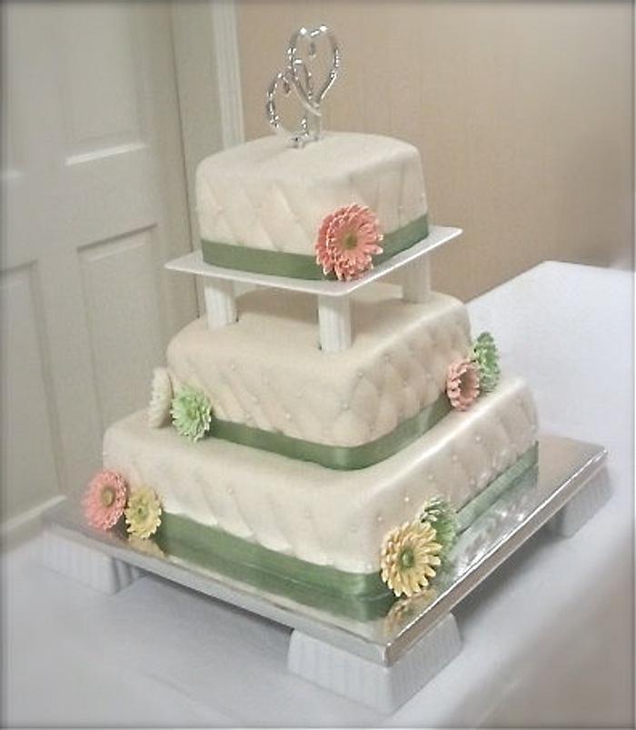 Square quilted wedding cake