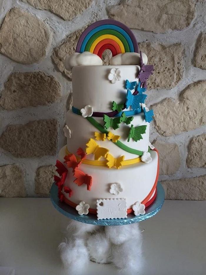 Rainbow wedding cake 