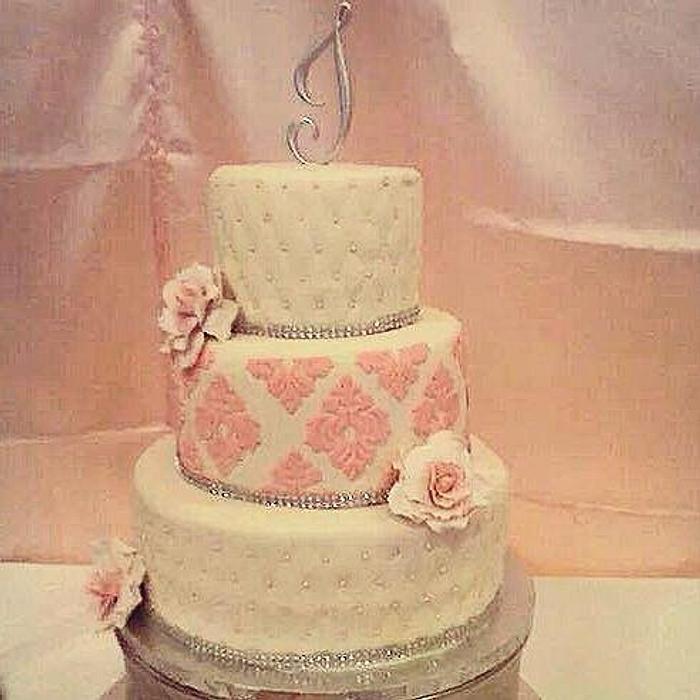 Damask wedding cake