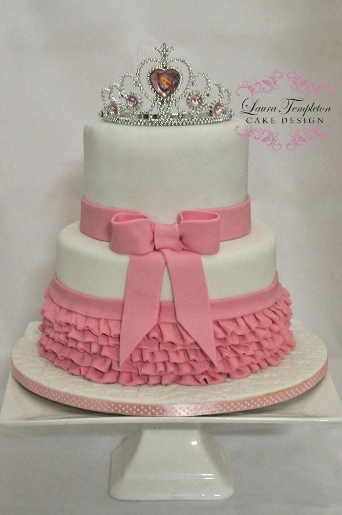 Pink Ruffles & Tiara Cake