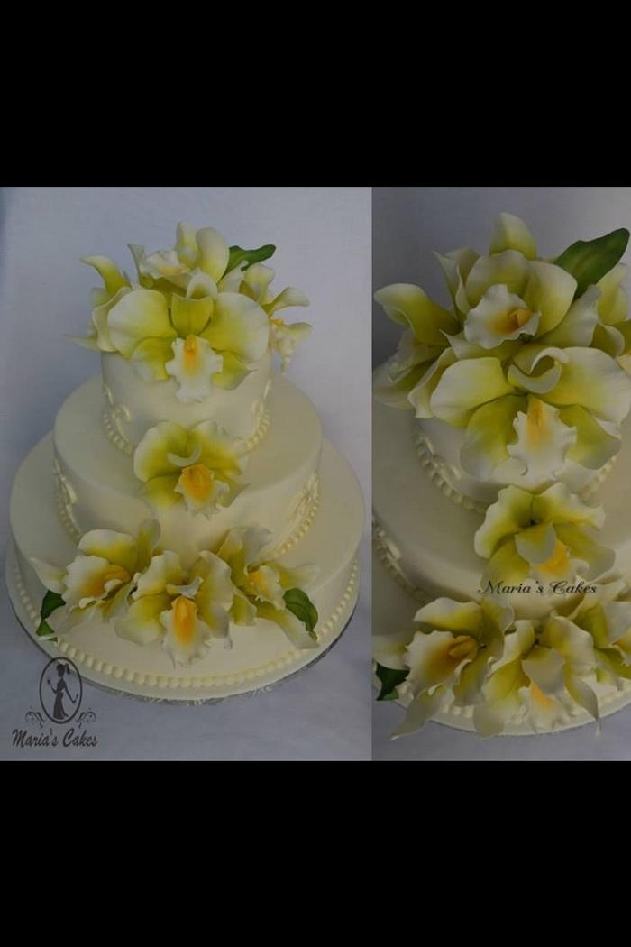 Oriental orchids wedding cake