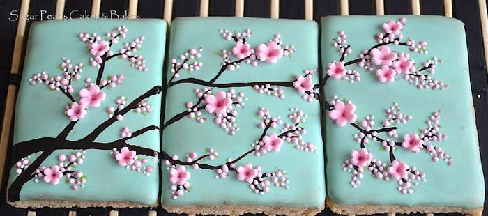 Japanese Plum Blossom Cookie Triptych