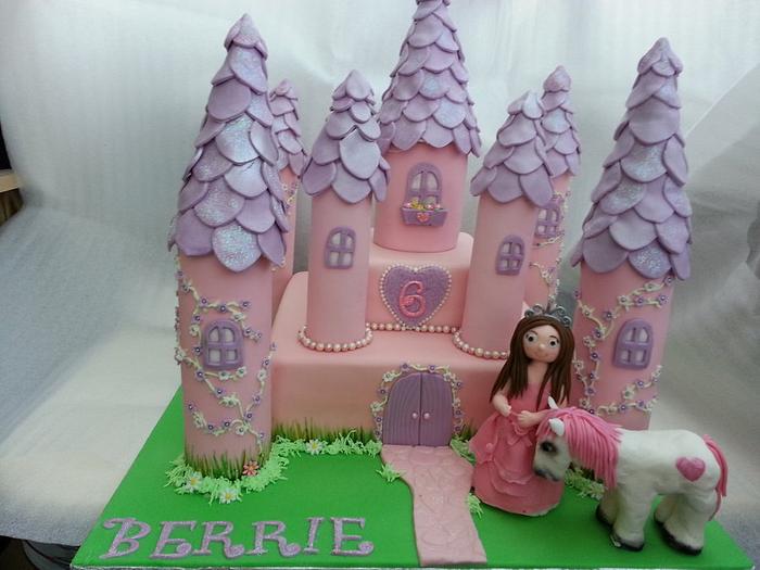 princess pony castle cake 