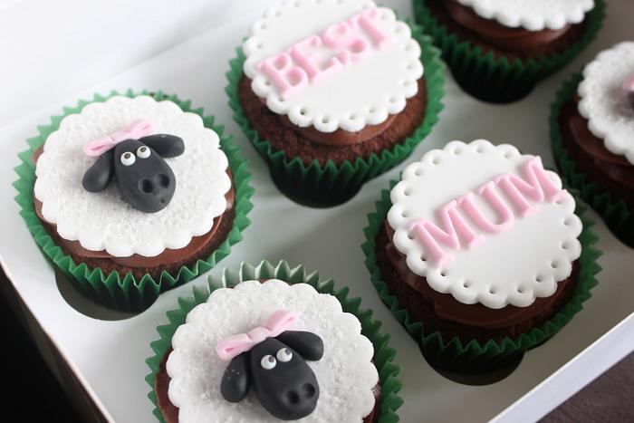 Sheep themed Mother's Day Cupcakes
