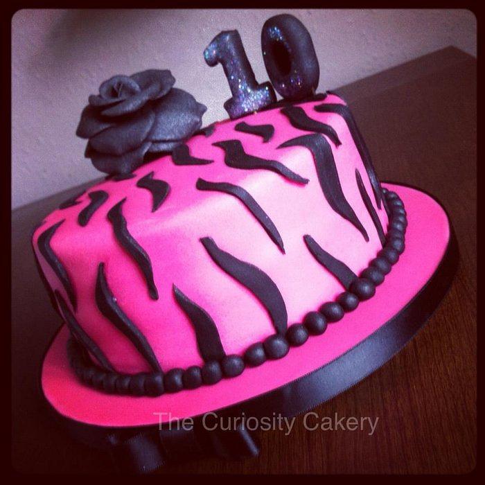 Hot Pink Tiger Stripe Cake