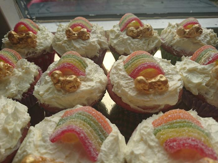 Rainbow baby cupcakes
