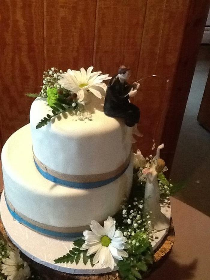 Fishing theme wedding cake