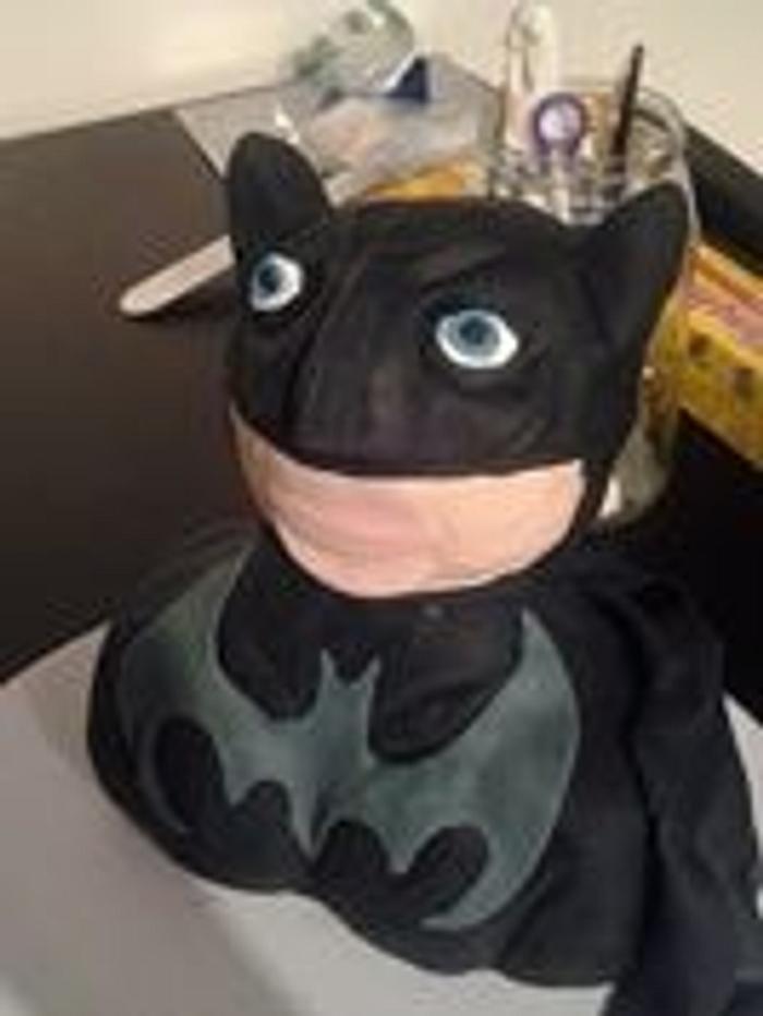 Batman figure made out of crispy treat
