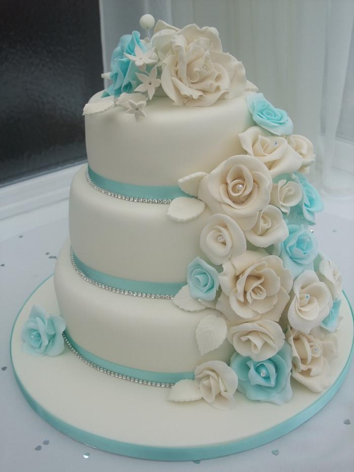 Rose Cascade wedding cake 