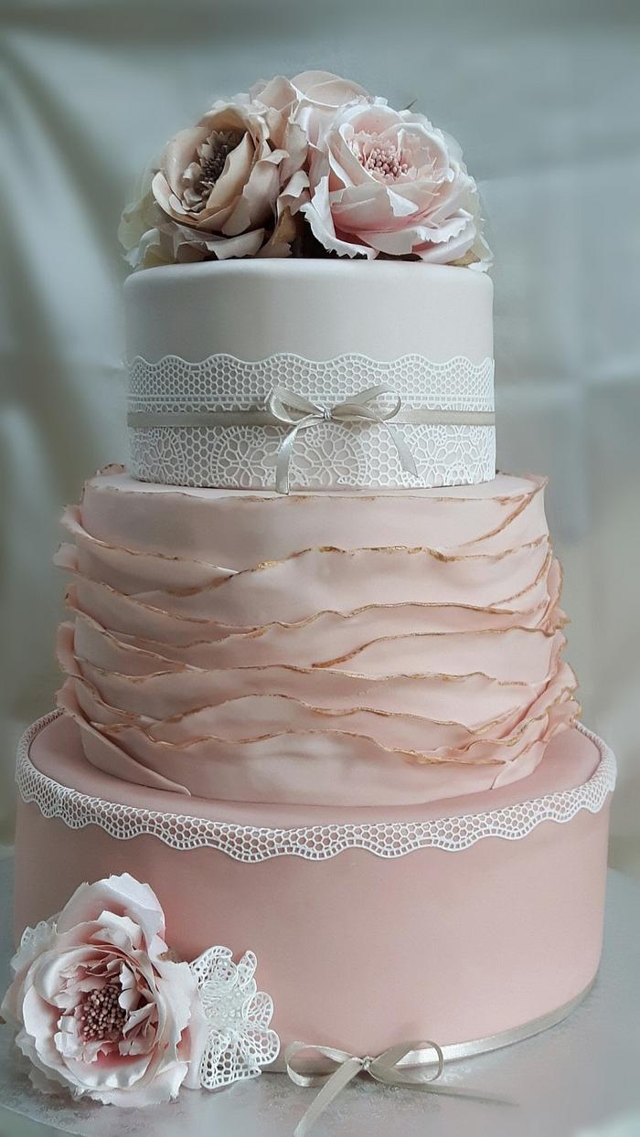 Pink wedding  cake