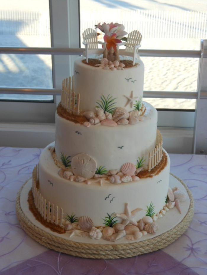 Seaside Beach Wedding Cake