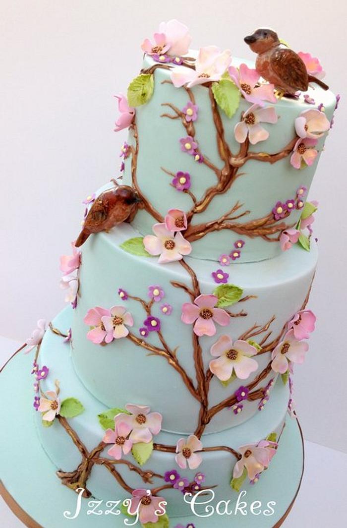Vintage floral birthday cake
