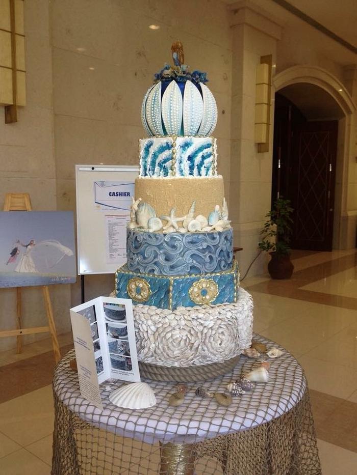 Sea themed wedding cake 