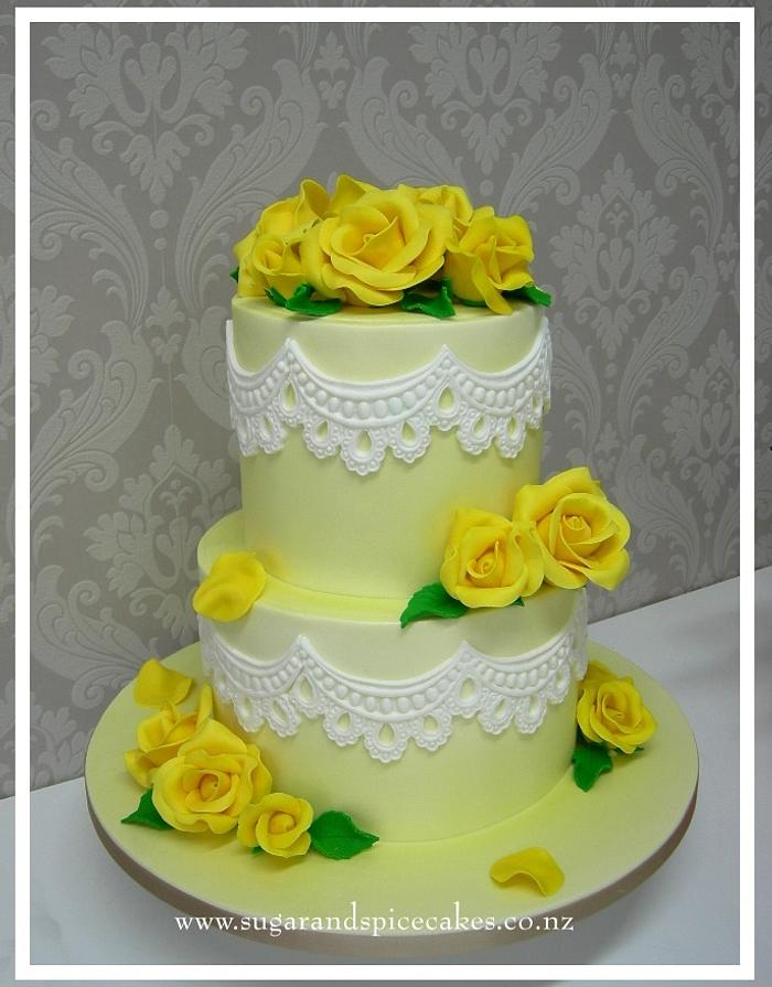 Sunshine & Lace Wedding Cake