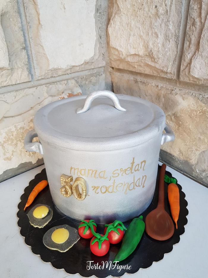 Pot fondant cake