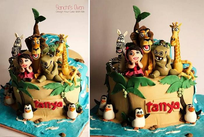 Madagascar themed cake 