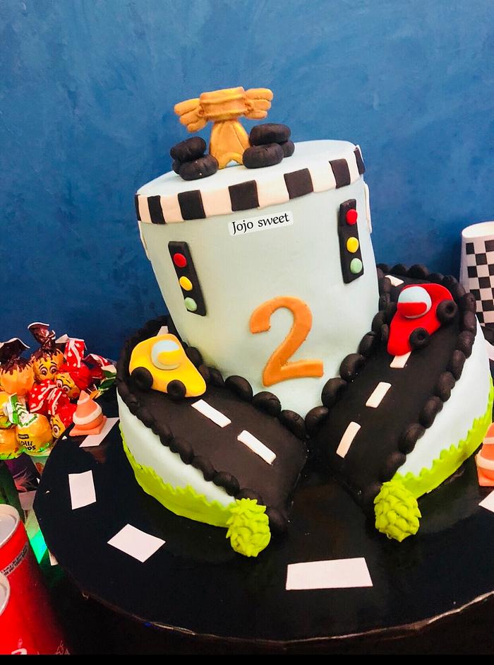 Car racing cake