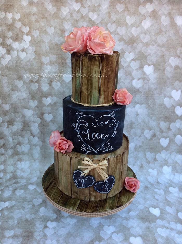 Rustic Chalkboard Wedding Cake
