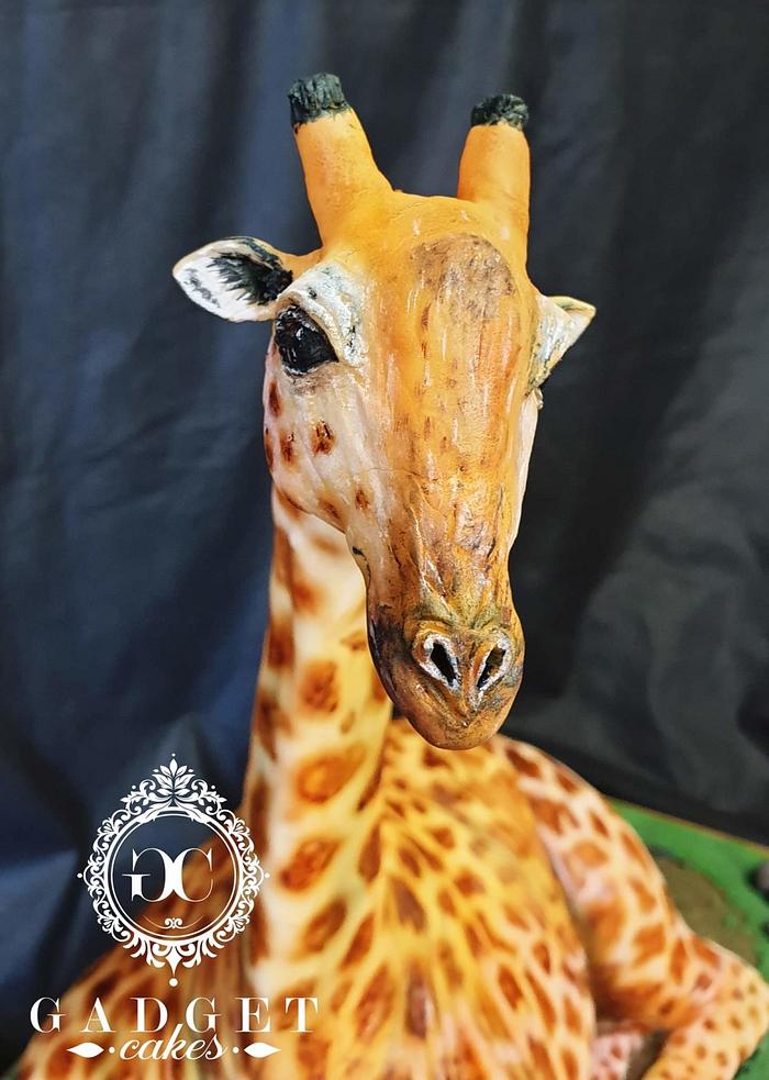 3D sculpted Giraffe Cake 