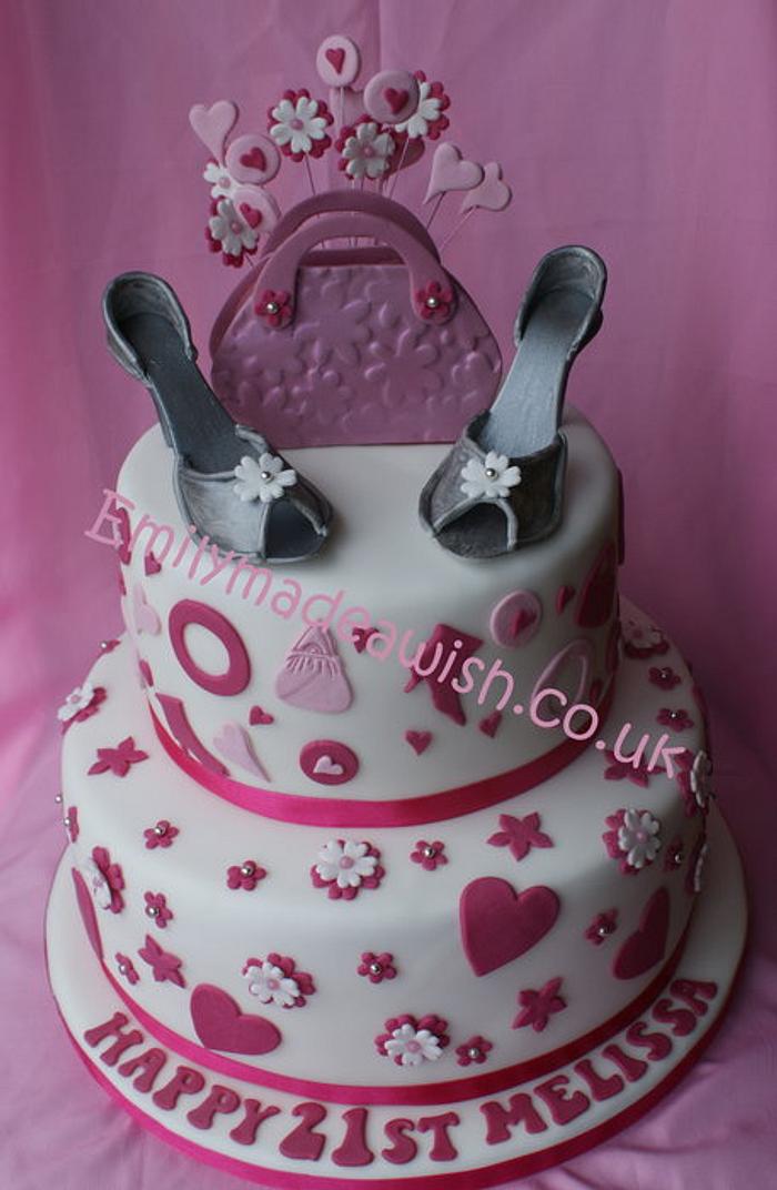 Handbag and shoes two tier cake