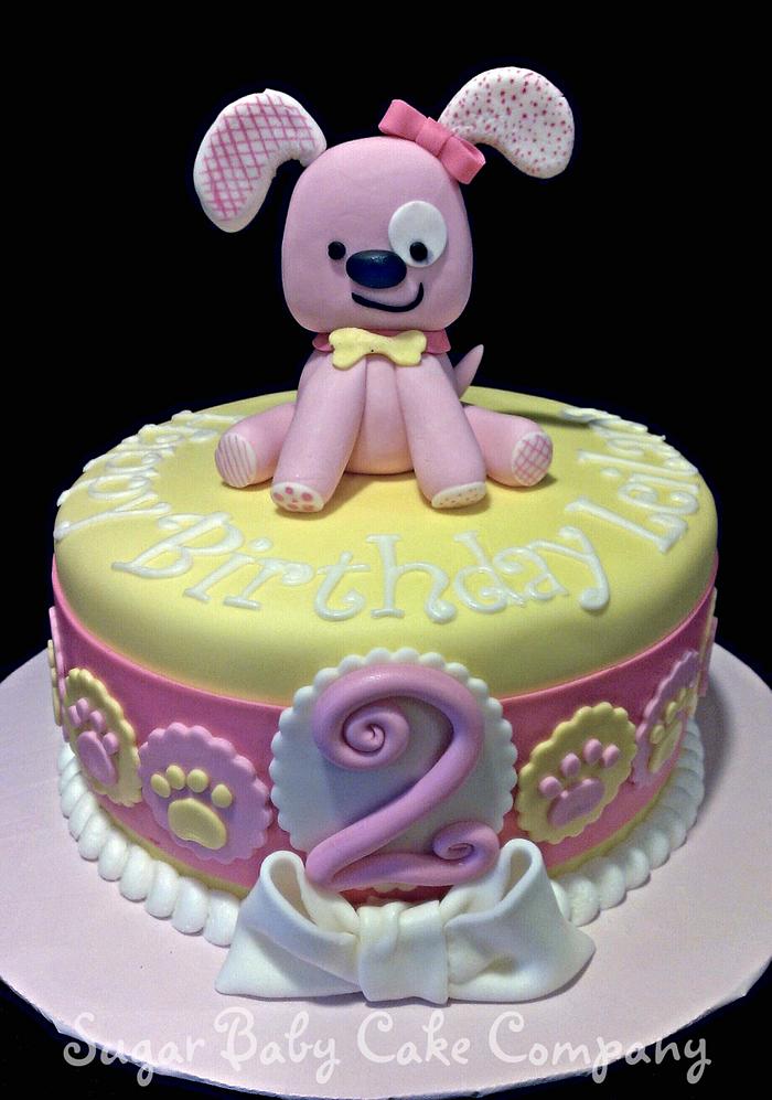 Pink Puppy Birthday Cake
