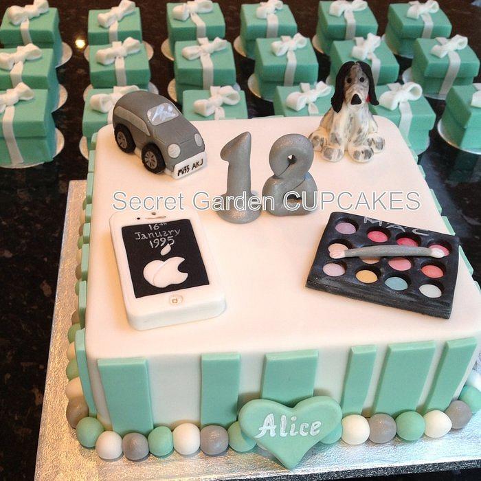 18th birthday Cake featuring recipients favourite items
